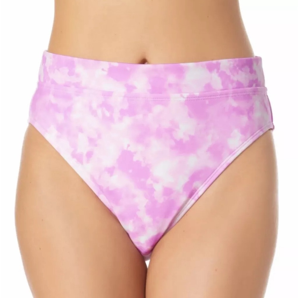 MSRP $20 California Waves Juniors High-Waist Bikini Bottoms Pink Size Large (N)